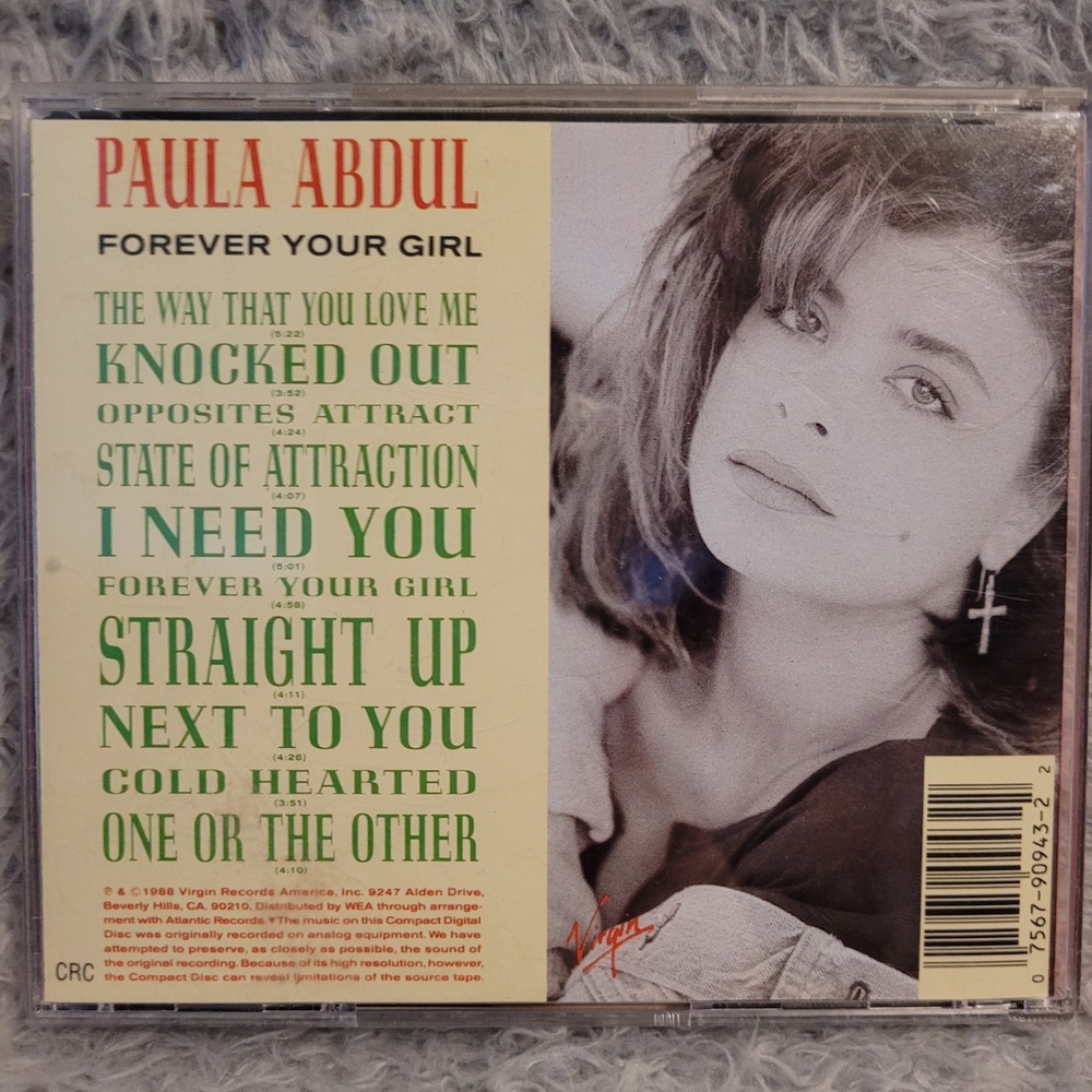 Forever Your Girl Paula Abdul (CD, 1988) - Picture 3 of 3